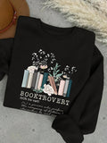 Women's Floral & Book Print Round Neck Sweatshirt, Fashion Casual Crew Neck Long Sleeve Pullover for Daily Wear, Ladies...