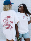 Women's Floral & Letter Print Round Neck Tee, Fashion Casual Crew Neck T-Shirt for Daily Holiday Vacation Outdoor Wear,...
