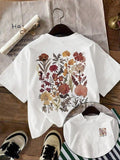Women's Floral Print Round Neck Tee, Casual Short Sleeve Crew Neck T-Shirt for Summer, Fashion Women's Top for Daily Wear...