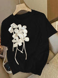 Women's Floral Print Round Neck Tee, Fashion Casual Crew Neck T-Shirt for Daily Holiday Vacation Outdoor Wear, Ladies...