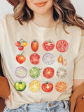 Women's Fruits Print Round Neck Tee, Casual Short Sleeve Crew Neck T-shirt for Summer, Fashion Women's Top for Daily Wear...