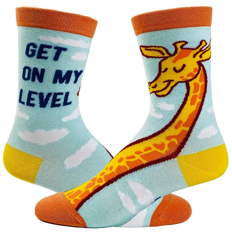 Get My Level Socks Funny Tall Giraffe Novelty Footwear Funny Socks Comfortable Fitted Spandex Cotton T-Shirts, Hoodie, Sweatshirt