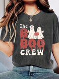 Ghost & Letter Print Round Neck Casual Short Sleeve Crew Neck Daily Clothes All Seasons T-Shirts, Hoodie, Sweatshirt