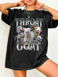 Women's Goat & Figure Print Round Neck Tee, Fashion Casual Crew Neck T-shirt for Daily Holiday Vacation Outdoor Wear,...