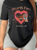 Women's Heart & Tiger Print Round Neck Tee, Fashion Casual Letter Graphic Short Sleeve T-shirt for Daily Wear, Ladies...
