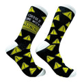 Women's I Should Come With A Warning Socks Funny Caution Sign Footwear Funny Graphic Socks Comfortable Fitted Spandex...