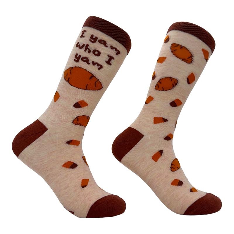 Women's I Yam Who I Yam Socks Funny Cute Yams Thanksgiving Lovers Footwear Funny Graphic Socks Comfortable Fitted Spandex...