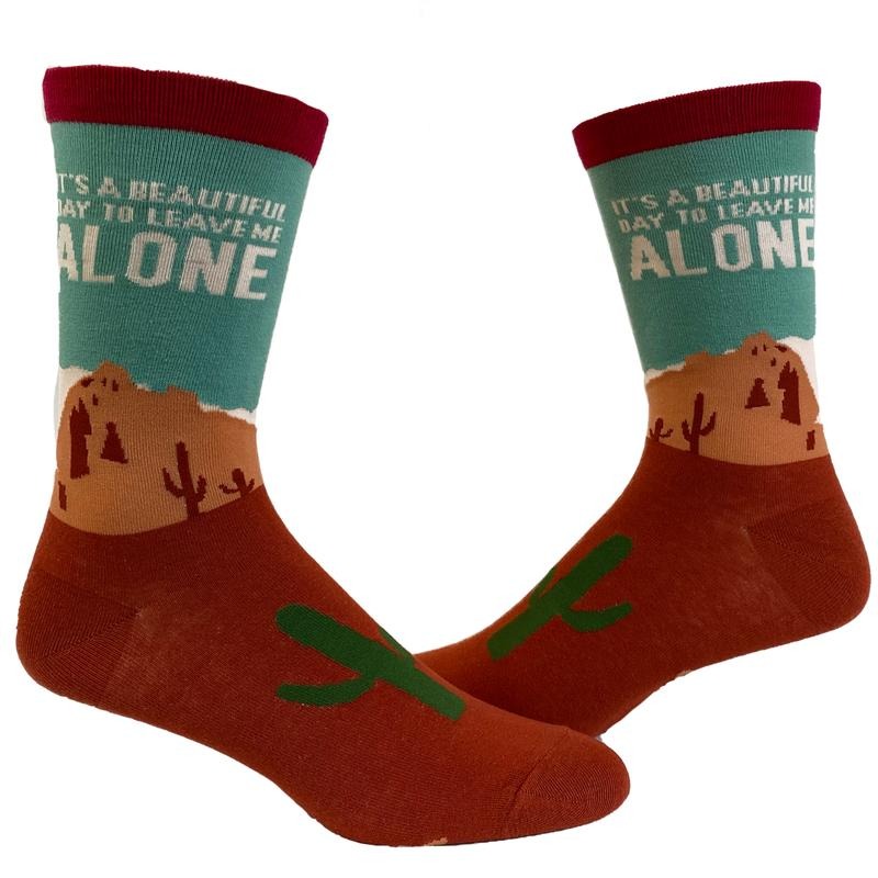 Women's It's A Beautiful Day to Leave Me Alone Socks Funny Desert Camping Graphic Footwear Funny Graphic Socks...