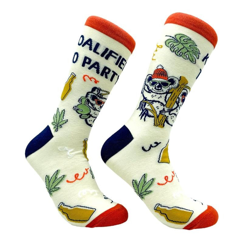 Women's Koalified to Party Socks Funny Partying Drinking Smoking Koala Joke Footwear Funny Graphic Socks Comfortable...