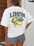 Women's Lemon Print Round Neck Tee, Casual Short Sleeve Crew Neck T-Shirt for Summer, Fashion Women's Top for Daily Wear...