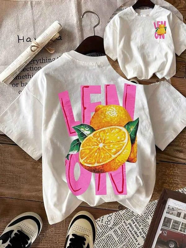 Women's Lemon Print Round Neck Tee, Fashion Casual Crew Neck T-Shirt for Daily Holiday Vacation Outdoor Wear, Ladies...