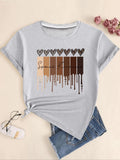 Women's Leopard Heart Print Round Neck Tee, Fashion Casual Short Sleeve T-shirt for Daily Wear, Ladies Summer Clothes...