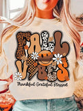 Women's Leopard-Letter Print Round Neck Sweatshirt, Casual Long Sleeve Crew Neck Pullover for Fall & Winter, Women's...