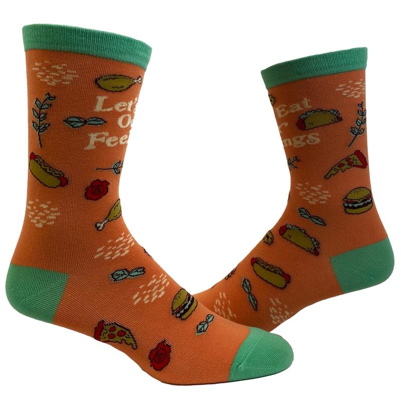 Let'S Eat Our Feelings Socks Funny Snacks Junk Food Hot Dog Pizza Cheeseburger Footwear Funny Socks Comfortable Fitted Spandex Cotton T-Shirts, Hoodie, Sweatshirt