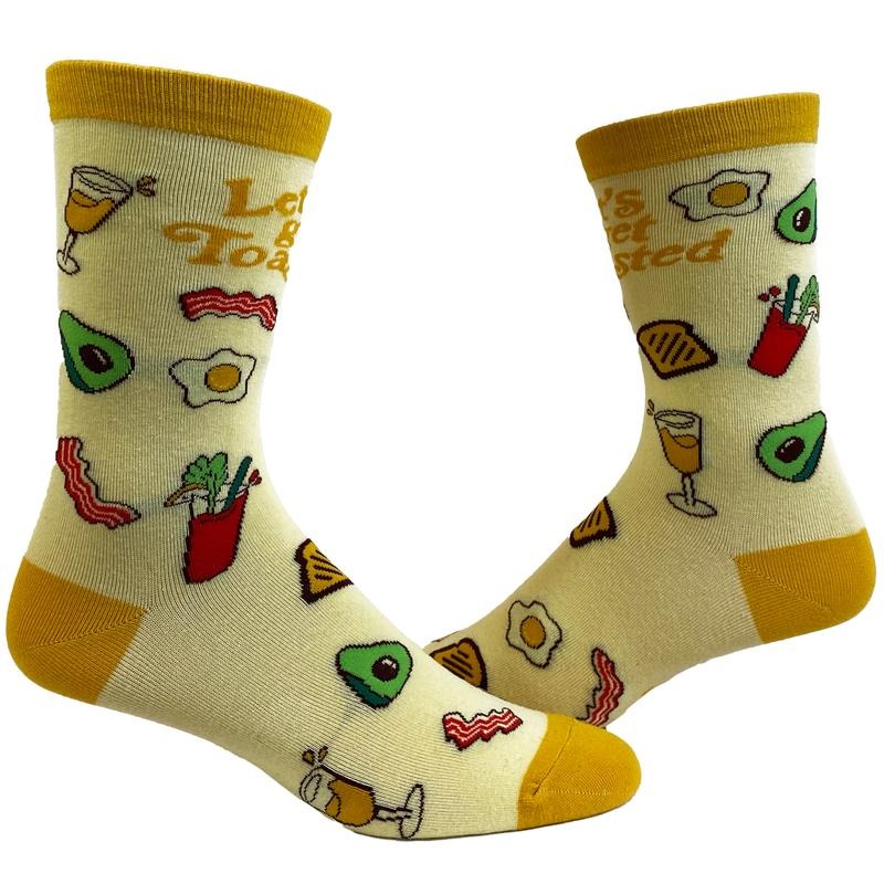 Women's Let's Get Toasted Socks Funny Boozy Brunch Breakfast Drunk Graphic Novelty Footwear Funny Graphic Socks...