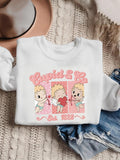 Women's Letter & Angel Print Crew Neck Sweatshirt, Casual Long Sleeve Pullover for Fall & Winter, Women's Clothes for...