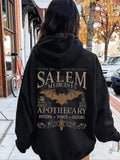 Women's Letter & Bat Print Drop Shoulder Hoodie, Fashion Casual Drawstring Pocket Hooded Sweatshirt for Daily Holiday...