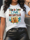 Women's Letter & Bible Print Round Neck Tee, Fashion Casual Crew Neck Short Sleeve T-Shirt for Daily Holiday Vacation...