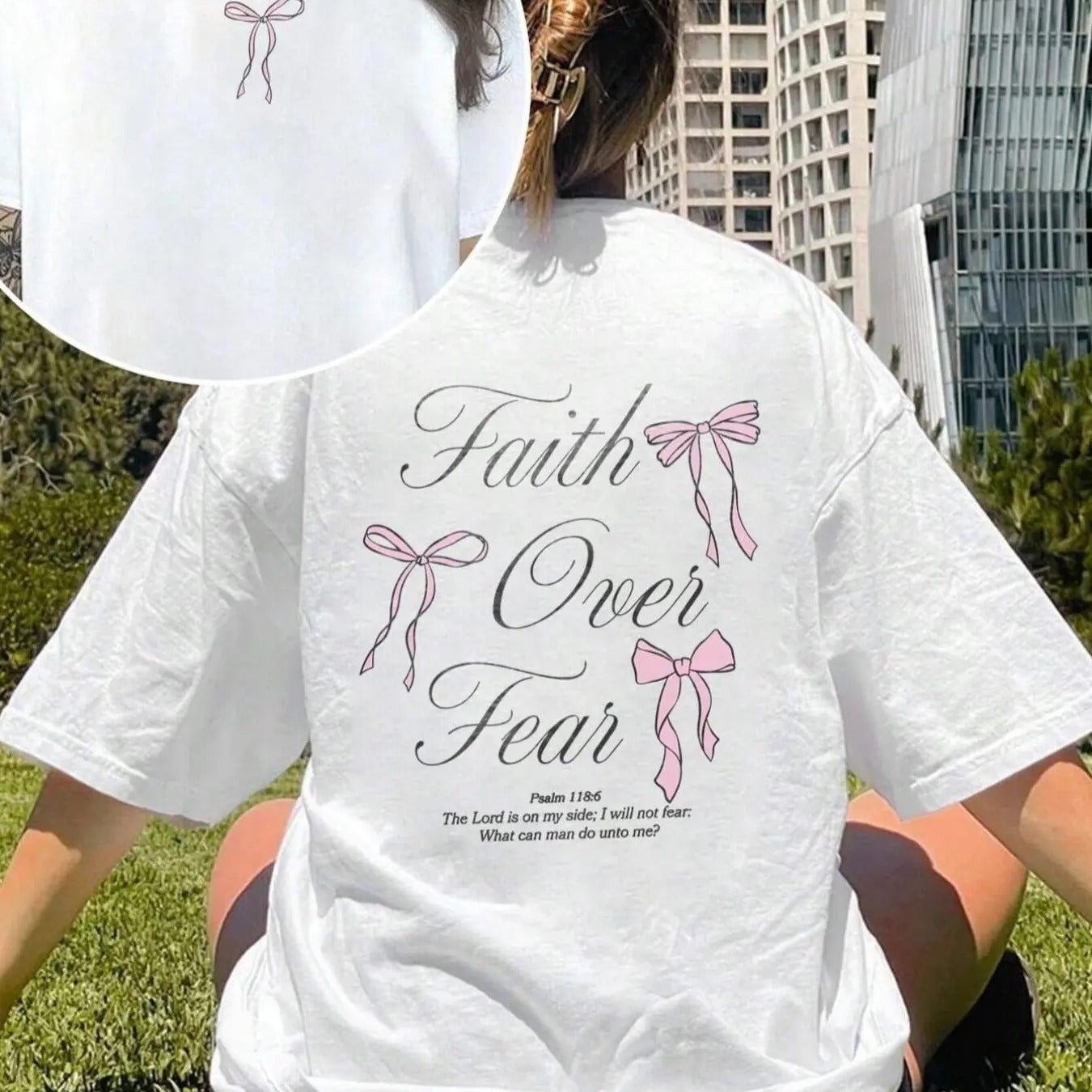 Women's Letter & Bow Print Drop Shoulder Tee, Casual Half Sleeve Round Neck T-shirt for Summer, Ladies Clothes for Daily...