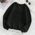 Women's Letter & Christmas Deer Print Drop Shoulder Pullover, Casual Plain Long Sleeve Round Neck Sweatshirt for Fall &...