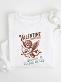 Letter & Cupid Print Crew Neck Casual Long Sleeve Fall & Winter Clothes Daily T-Shirts, Hoodie, Sweatshirt