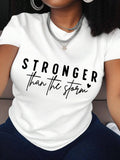 Women's Letter & Heart Print Round Neck Tee, Casual Short Sleeve Crew Neck T-shirt for Daily Wear, Ladies Clothes for All...
