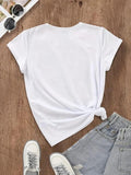 Women's Letter & Lip Print Round Neck Graphic Tee, Vintage Trendy Casual Short Sleeve T-shirt for Daily Wear, Ladies...