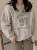 Women's Letter & Number Print Crew Neck Sweatshirt, Casual Long Sleeve Pullover for Fall & Winter, Women's Clothes for...