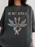 Women's Letter & Wings Print Round Neck Graphic Tee, Vintage Trendy Casual Half  Sleeve T-shirt for Daily Wear, Ladies...