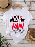 Women's Letter Graphic Round Neck Tee, Casual Fashion Hand Graphic Short Sleeve T-Shirt for Daily Wear, Ladies Clothes...