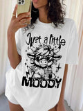 Women's Letter Print  T-shirt, Cute Cow Printed Graphic Tee, Casual Letter Print Round Neck Short Sleeve Top for Daily...