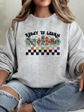 Women's Letter Print Crew Neck Sweatshirt, Casual Thermal Lined Long Sleeve Pullover for Daily Wear, Ladies Clothes for...