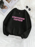 Women's Letter Print Drop Shoulder Sweatshirt, Casual Long Sleeve Round Neck Pullover for Fall & Winter, Ladies Clothes...