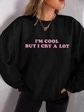 Women's Letter Print Drop Shoulder Sweatshirt, Trendy Casual Long Sleeve Round Neck Pullover for Spring & Fall, Ladies...