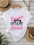 Women's Letter Print Round Neck Graphic Tee, Vintage Trendy Casual Short Sleeve T-shirt for Daily Wear, Graphic Tees,...