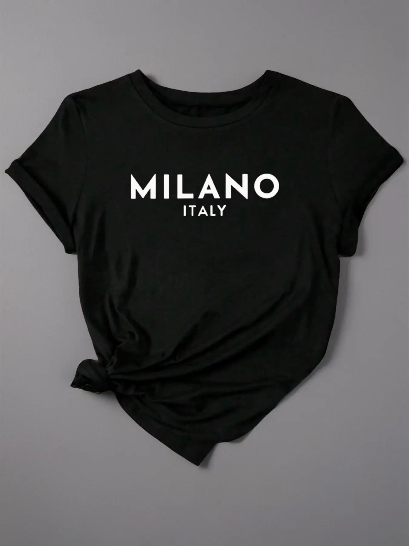 Women's Letter Print Round Neck Tee, Casual Comfort Crew Neck Short Sleeve Fitted T-shirt for Daily Outdoor Wear, T...