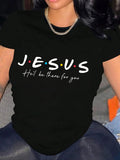 Women's Letter Print Round Neck Tee, Casual Crew Neck Short Sleeve T-shirt for Daily Outdoor Wear, Ladies Clothes for...