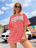 Letter Print Round Neck Casual Half Sleeve Summer Top Daily T-Shirts, Hoodie, Sweatshirt