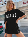 Women's Letter Print Round Neck Tee, Casual Short Sleeve Crew Neck T-Shirt for Summer, Fashion Women's Top for Daily...