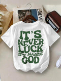 Women's Letter Print Round Neck Tee, Casual Short Sleeve Crew Neck T-Shirt for Summer, Fashion Women's Top for Daily...