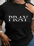 Women's Letter Print Round Neck Tee, Casual Short Sleeve Crew Neck T-shirt for Daily Wear, Ladies Clothes for All...