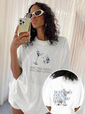 Women's Letter Print Round Neck Tee, Casual Short Sleeve Crew Neck T-shirt for Spring & Fall, Fashion Women's Top for...