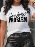 Women's Letter Print Round Neck Tee, Fashion Casual Crew Neck Short Sleeve T-Shirt for Daily Holiday Vacation Outdoor...