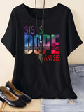 Women's Letter Print Round Neck Tee, Fashion Casual Crew Neck Short Sleeve T-shirt for Daily Holiday Vacation Outdoor...