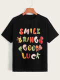 Women's Letter Print Round Neck Tee, Fashion Casual Crew Neck T-Shirt for Daily Holiday Vacation Outdoor Wear, Ladies...
