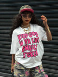 Women's Letter Print Round Neck Tee, Fashion Casual Crew Neck T-shirt for Daily Holiday Vacation Outdoor Wear, Ladies...