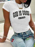 Women's Letter Print Round Neck Tee, Fashion Casual Crew Neck T-shirt for Daily Holiday Vacation Outdoor Wear, Ladies...