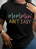 Women's Letter Print Round Neck Tee, Fashion Casual Short Sleeve T-shirt, Ladies Summer Clothes for Daily...