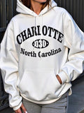 Women's Letter Print Vintage Hoodie, Casual Long Sleeve Hooded Sweatshirt for Fall & Winter, Fashion Ladies' Top for...