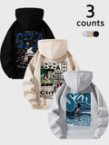 Women's Letter Print Zip Up Hoodie, Casual Long Sleeve Hooded Sweatshirt for Winter, Women's Clothes for Daily Wear T-Shirts